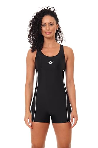 Kit Macaquinho Natação Hidroginástica com Touca Óculos UV E Protetor (Preto/Branco - Óculos Preto (L