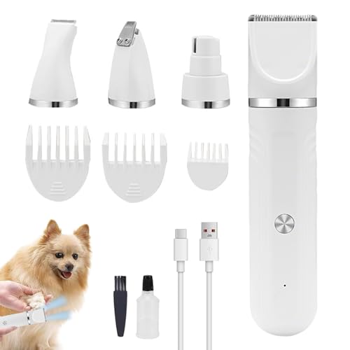Kit de Aseo para Perros - Kit De Aseo Para Mascotas 4 En 1 | Tijeras Eléctricas Recargables para Baño de Cachorros Gatos en Casa Interior