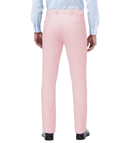 Men's Striped Dress Pants Straight Fit Business Work Trousers3