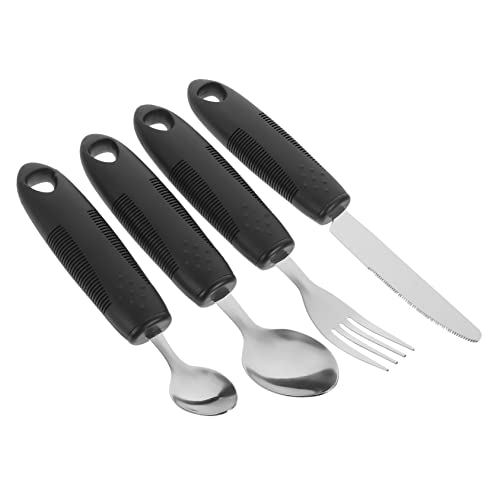 Didiseaon Tremble Proof Adaptive Utensils Set for Elderly and Disabled Tremble Proof Tableware for Enhanced Eating Experience Handle Design
