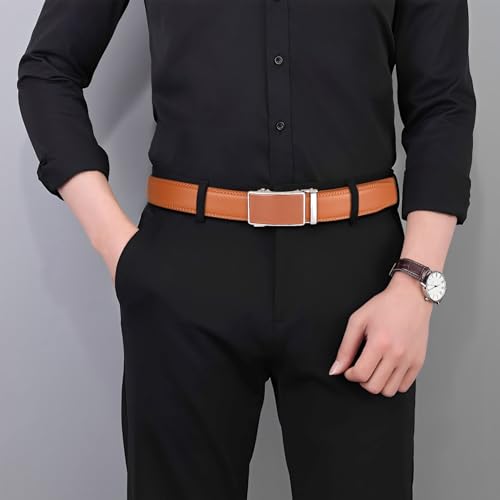 Image of Lingli Men's Belt,Ratchet Dress Belt with Automatic Buckle Brown /Black-Trim to Fit-35mm wide