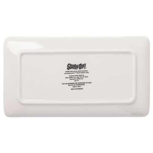 Image of Silver Buffalo Scooby Doo Feed Me Retro Groovy Flowers Ceramic Sushi Set with Dipping Sauce Dish and Matching Chopsticks