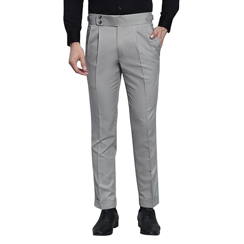 Image of Gurkha Pants for Men | Trouser for Men | Formal Pant | Double Button | Regular Fit Trouser High Waist Pleated Casual Trousers | Straight Leg Pants for Office Smart Casual Travel Party