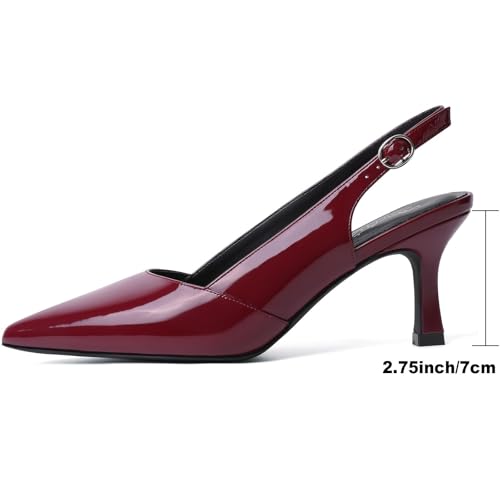 Image of Mostrin Kitten Heels for Women Slingback Pointed Closed Toe Heels Women's Pumps Shoes for Wedding, Party, Commuting