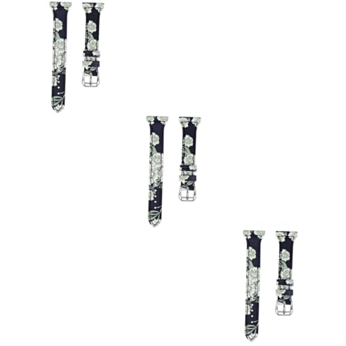 Bracelet de montre en cuir à fleurs pour montre connectée