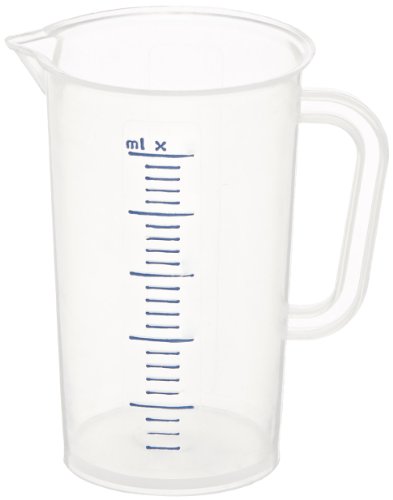 Vitlab Polypropylene Graduated Pitcher with Blue Molded Graduations, 50mL Capacity (Pack of 24)