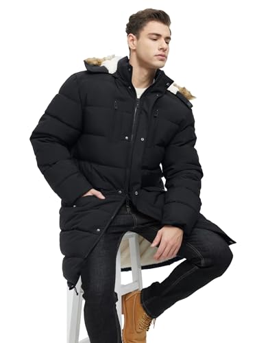 Men's Extra Long Fleece Puffer Jacket Outerwear Winter Coats Hooded Parka Warm Water-resistant Cold Weather4