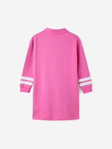 Image of The Souled Store Solids: Rose Pink Girls Collared Neck Long Sleeve Graphic Printed Regular Fit Cotton Dresses Girls Solid Tshirt Midi Dresses Cotton Kids Summer Wear Block Basic Colored Full Length