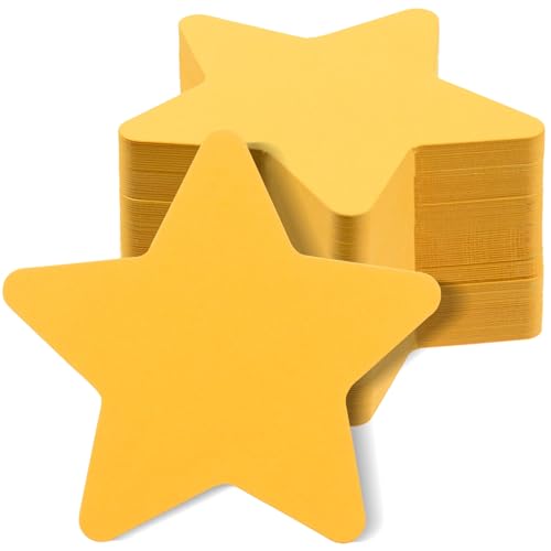 MixTeach 200 Pcs Gold Star Cutouts 4 Inch Double-Sided Yellow Paper Stars Die-Cut Star Shapes for Bulletin Board Classroom Wall Decor School Craft Projects Party & Event Decorations
