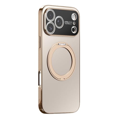 Coque iPhone 17 Pro Max antichoc avec anneau rotatif et protection caméra or
