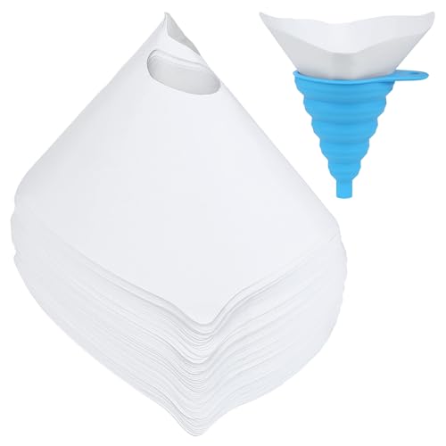 100 Stück Lacksiebe Lackfilter, Papier Sieb und Faltbarer Silikon Trichter Sieb, Konisches Lackierfilter, Trichterfilter für Autolackierung und Lackierpistolen