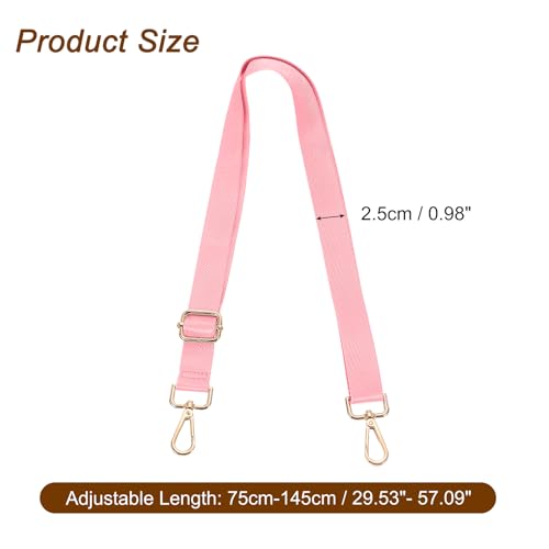 uxcell Wide Shoulder Strap, 2.5cm Adjustable Purse Strap Replacement Crossbody Strap for Shoulder Bag Handbag, Pink, Light Gold Pull Core Buckle2