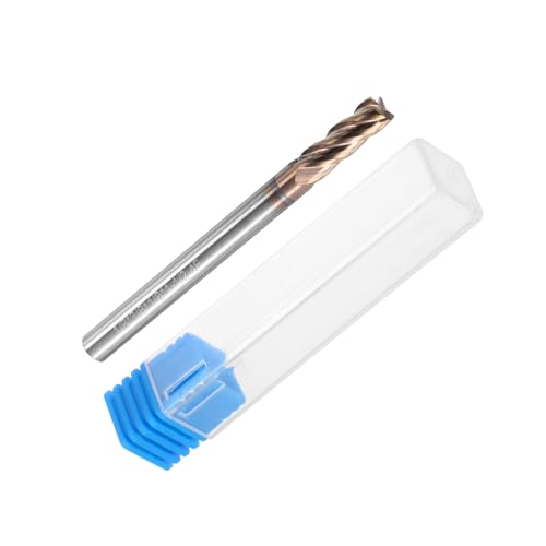 Image of uxcell Carbide Square End Mill, 1 /8 inch Dia TiAlN Coated 4 Flutes Milling Bit Cutter, for Hardened Steel Stainless Steel Alloy Metal, 1 /8 inch Shank 3 /8 inch Cut Length 1-1 /2 inch Long HRC55