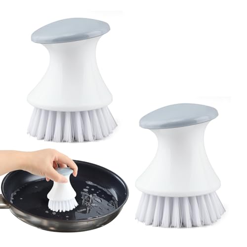 Image of 2Pcs Dish Scrub Brush, Multipurpose Kitchen Dish Brushes, Palm Brush Dish Scrubber with Ergonomic Grip, Kitchen Brushes for Pots, Grills, Ovens & Other Tough Cleaning Jobs