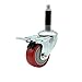 Polyurethane Swivel Expanding Stem Caster w/3.5" x 1.25" Red Wheel and 3/4" Stem & Total Locking Brake - 300 lbs Capacity/Caster - Service Caster Brand