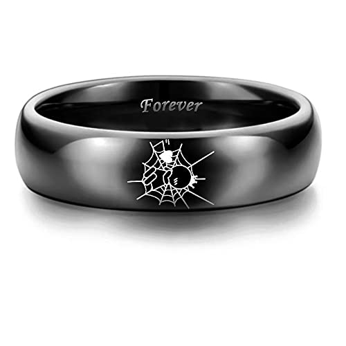 XAHH Spiderman Crown Couples Ring,Captured by Your Love Forever Together Lovers Ring Stainless Steel Anniversary Promise Wedding Band3