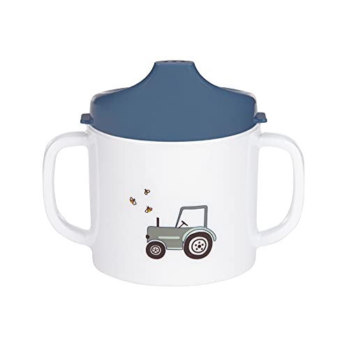 LÄSSIG Kinder Polypropylen (PP) Trinklernbecher mit Henkel und abnehmbarem Deckel 150 ml/Sippy Cup Adventure Tractor
