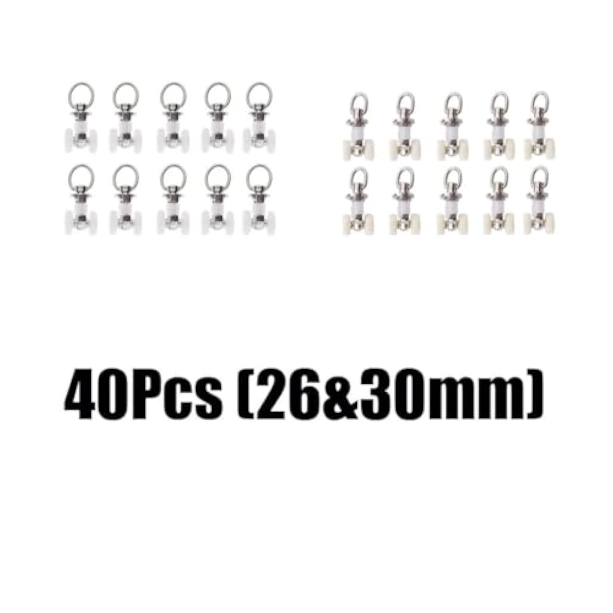 Alloy Curtain Track Glider Rail Slide Wheels, 40 Pcs