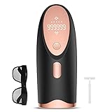 IPL Hair Removal, Permanent Painless Facial Hair Remover Device for Women & Men, 999,999 Flashes Bikini Hair Removal, Home Use Professional Hair Trimmer for Face, Arms, Armpits, Bikini, Legs (Black)