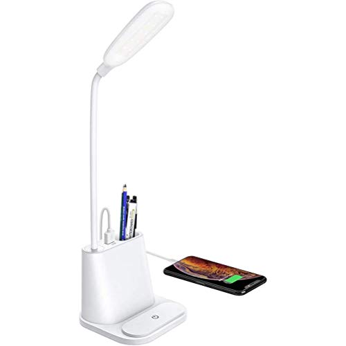 Preisvergleich Produktbild Naugust Kinder-LED-Schreibtischlampe, Leselicht, Schreibtischlampe mit Stifthalter, Bürolampe mit USB-Ladeanschluss