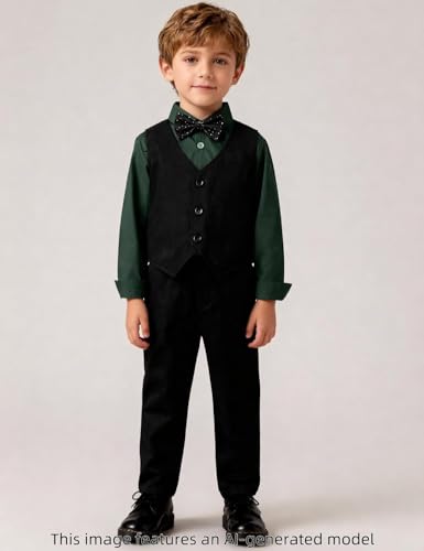 Image of A&J DESIGN 4pcs Baby & Toddler Suit, 12 Months - 5T, Shirt & Pants & Vest & Bow Tie