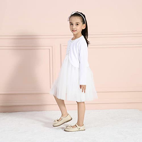 Kids Girls' Bolero Cardigan Shrug Sweater Cute Long Sleeve Sparkle Tops Open Front Knit Shrug,White, 9-10 Years #TOP3