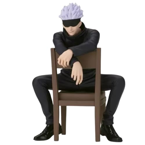 Image of Blue Aura Jujutsu Kaisen Gojo Action Figure Height-11cm Collectible Multicolour PVC | Gojo on Chair
