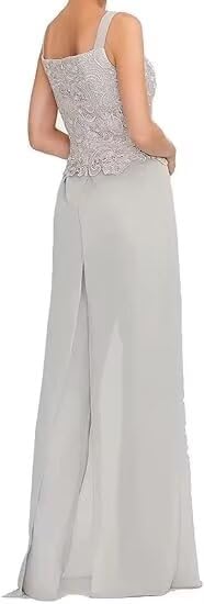 Sincemeet Abito Lungo da Donna in Chiffon a Tre Pezzi per Madre Pizzo Chiffon Madre della Sposa Abiti con Giacca