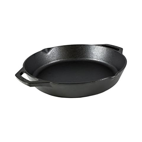 Lodge 12 Inch Pre-Seasoned Cast Iron Skillet - Dual Assist Handles - Use in the Oven, on the Stove, on the Grill, or Over a Campfire - Black Cover
