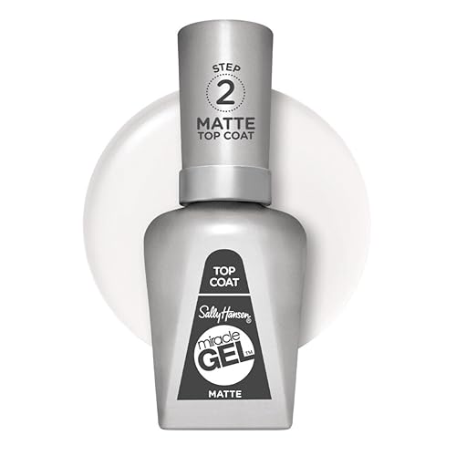 Sally Hansen Miracle Gel Top Coat Matte ohne künstliches UV Licht, versiegelnder Überlack, matt, mit Gel Finish, 14.7 ml (1er Pack)