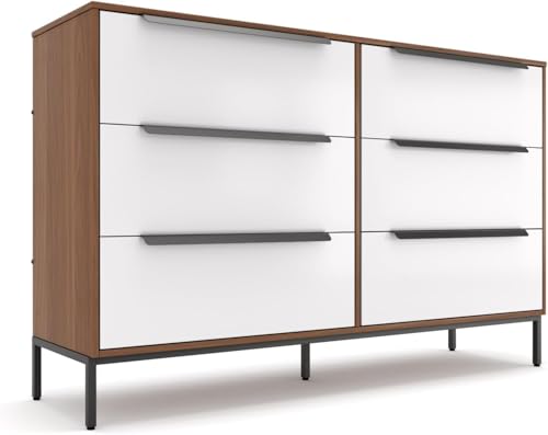 tinge Lira Premium 6-Drawer Fabric Dresser - Engineered Wood Frame, Reinforced Sag-Resistant Drawers, Elegant Metal Handles, Luxury Home Storage Solution (Dark Brown) by tinge - Used condition - US$92.62