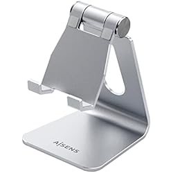 Sujeta Movil Mesa AISENS MS1PM-081 Soporte TAMAÑO M DE SOBREMESA Ajustable (1 PIVOTE) para TELEFONO/Tablet, Plata