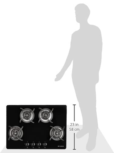 Faber Hob/Hobtop 4 Brass Burner Electric Auto Ignition, Glass Top (HOB ULTIMA HT724 CRS BR CI AI) - Black, 72 cm - Image 5
