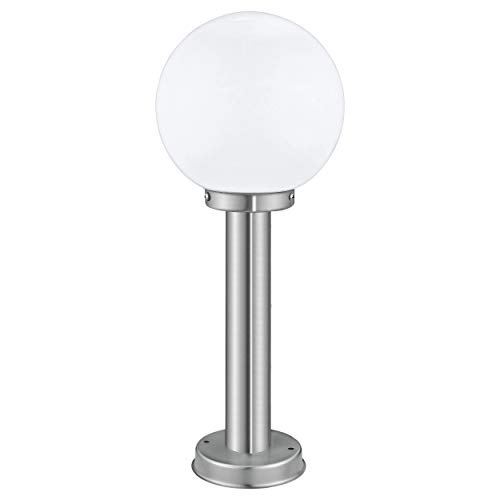 Eglo Nisia Buitenlamp, padverlichting, 1-vlammige buitenlamp, staande lamp van roestvrij staal en glas, kleur: zilver, wit, fitting: E27, IP44