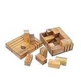 Wooden Puzzle Challenge Box – Handmade Brain Teaser for Adults & Teens | Premium Acacia Wood Puzzle Game | Unique Gift Idea & Desk Toy | Stacking Spacial Problem Game STEM