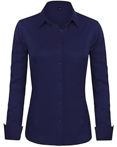 J.VER Damenbluse Navy Blau Langarm Stretch