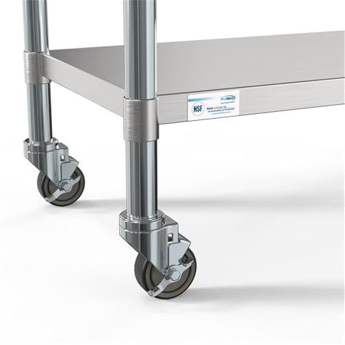 Image of KoolMore Commercial 24 inch x 36 inch Stainless Steel Work Table Wheels for Restaurant or Home Use, Under Storage Shelf for Food, Tools, Equipment, Hardware, Heavy Duty Metal Workspace (CT2436-18C), Silver