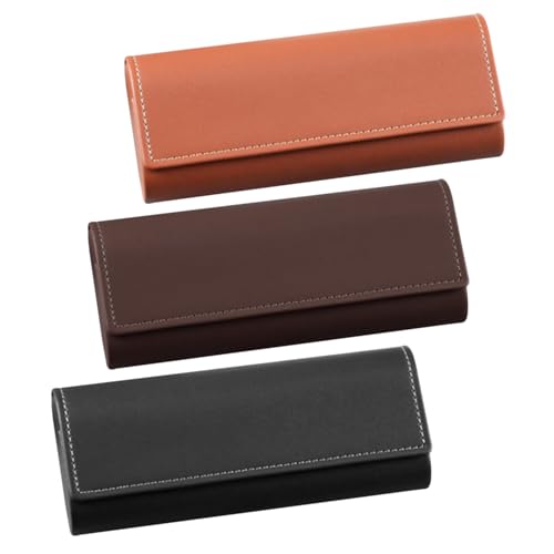ZGDEIWGF Estuche Para Gafas De Cuero De 3 Piezas, Caja Para Guardar Gafas De Sol, Estuche Para Gafas Retro, Estuche Para Espejo Magnético, Estuche Para Espejo A Prueba De Polvo Y Antipresión
