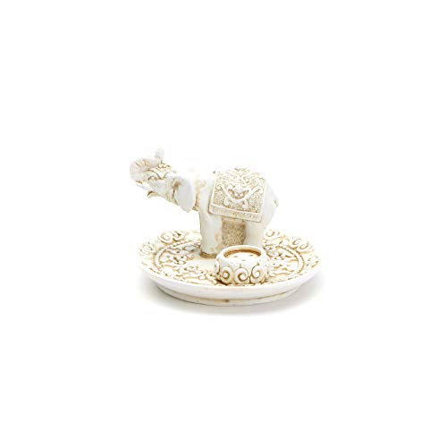 aqasha® Räucher-Stäbchen-Halter | Elefant | Rüssel nach Oben bedeutet Glück | Incense-Burner | Resin 15 cm x 7 cm x 7 cm Cover