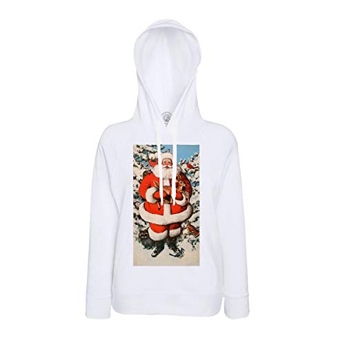 Sweat à capuche au motif gros Père Noël et faon rétro