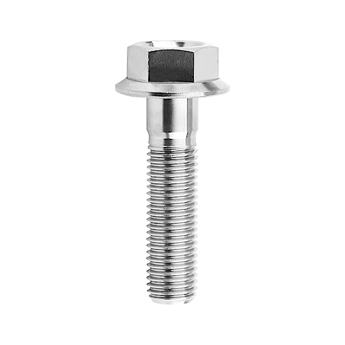 Image of Ti Screws M10 x 20 25 30 35 40 45 50 55 60 65 70 75 80 90 100mm 1.25 Pitch Titanium Flange Hex Bolt Pack of 4 (Silver, M10x40mm)