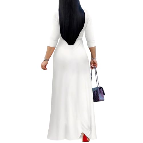Image of Mrskoala Women Plus Size Long Maxi Wrap Dresses Summer Sundress V-Neck 3 /4 Sleeve
