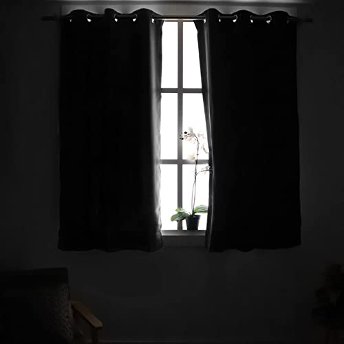 Image of YoungsTex Brown Blackout Curtains 40 Inch Length - Short Thermal Insulated Drapes with Grommet Darkening Privacy for Kitchen Bedroom Window, 2 Panels, 42 x 40 Inch