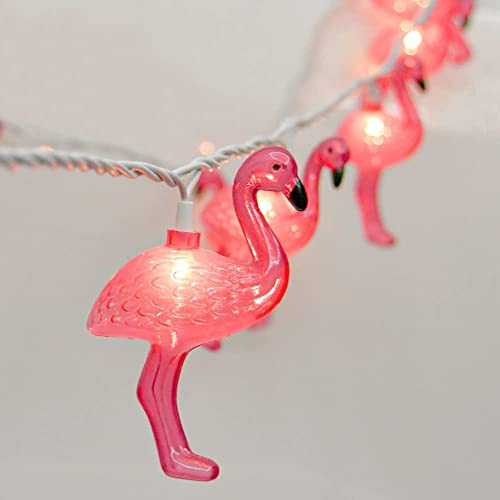 8.5Ft Pink Flamingo Outdoor String Lights Summer Patio String Lights With 10 Mini Flamingo Lights, For Birthday Party Fiesta Decoration, White Wire #TOP18