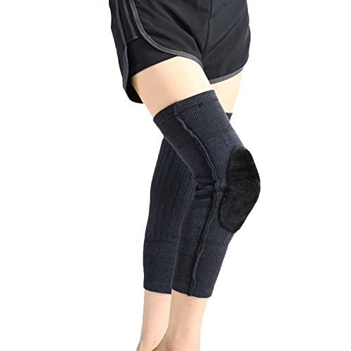 Unisex Winter Knit Plush Knee Braces Leg Warmer Men Women Thicken Knee Pads Sleeves Thermal Knee Warmers (Black)2