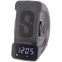 Altavoz Bluetooth Despertador, 3 en 1 Despertador Bluetooth Gran Rango de Carga 12 Funciones Diseño de Doble Bobina PC Y ABS 10W para Cabecera(Gris Hierro 10W)