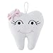 Stephan Baby Plush Tooth-Shaped Fairy Pillow, White with Pink Bow, 5 1/2 inch