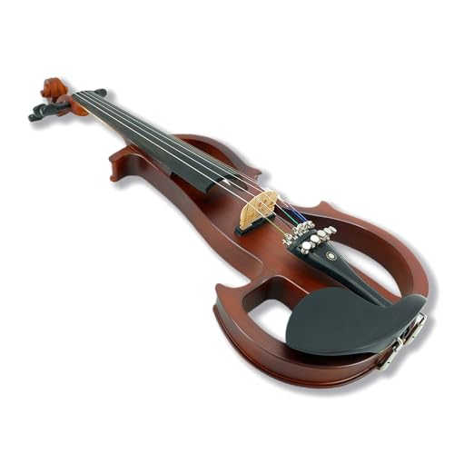 Image of Vetimobato Electric Violin 4 /4 Full Size Solid Wood Silent Violin Set for Adults Beginner Practice Electric Fiddle with Ebony Fittings Hard Case & Bow(5 String Rosewood color)