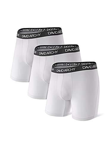 DAVID ARCHY 3 Pack Men's Soft Quick Drying Sports Underwear Breathable Boxer Briefs (S, Light Gray)