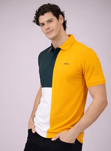 Image of ADRO Multicolour Polo T Shirt | 100% Cotton Mens Polo Tshirt | Regular Fit Half Sleeve Cut & Sew Polo T-Shirt for Men